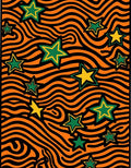 Orange Black Wavy Stars Rug