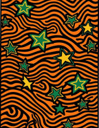 Orange Black Wavy Stars Rug