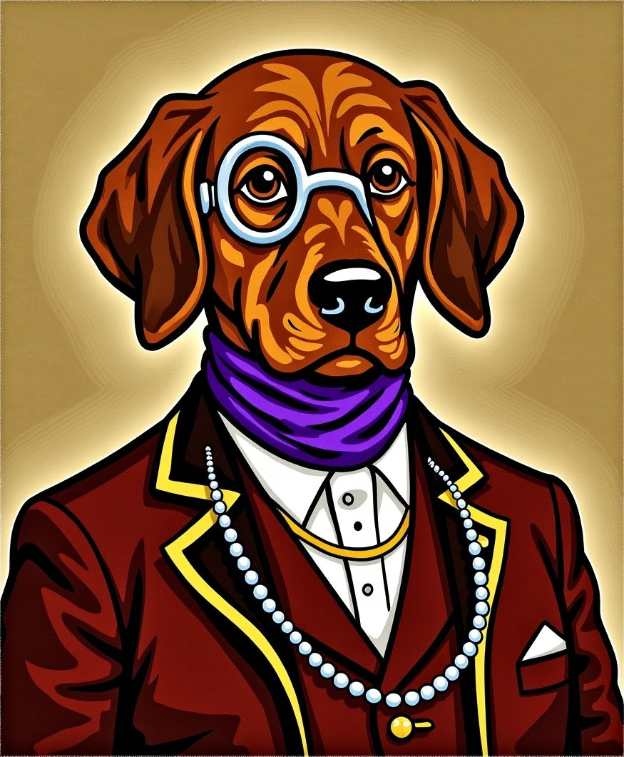 Dapper Dog Portrait With Monocle Rug