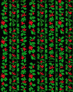 Crimson Red Green Floral Vertical Bands Rug