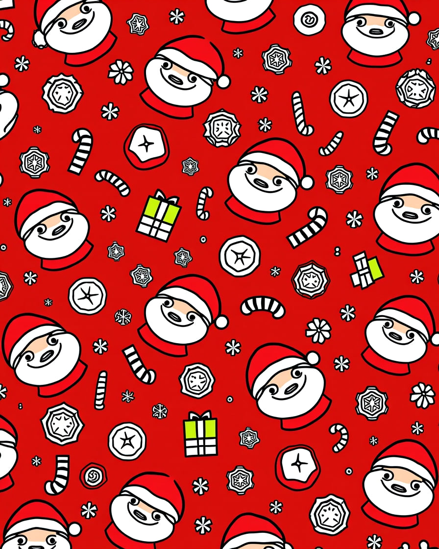 Cute Santa Claus Snowflake Candy Cane Christmas Rug