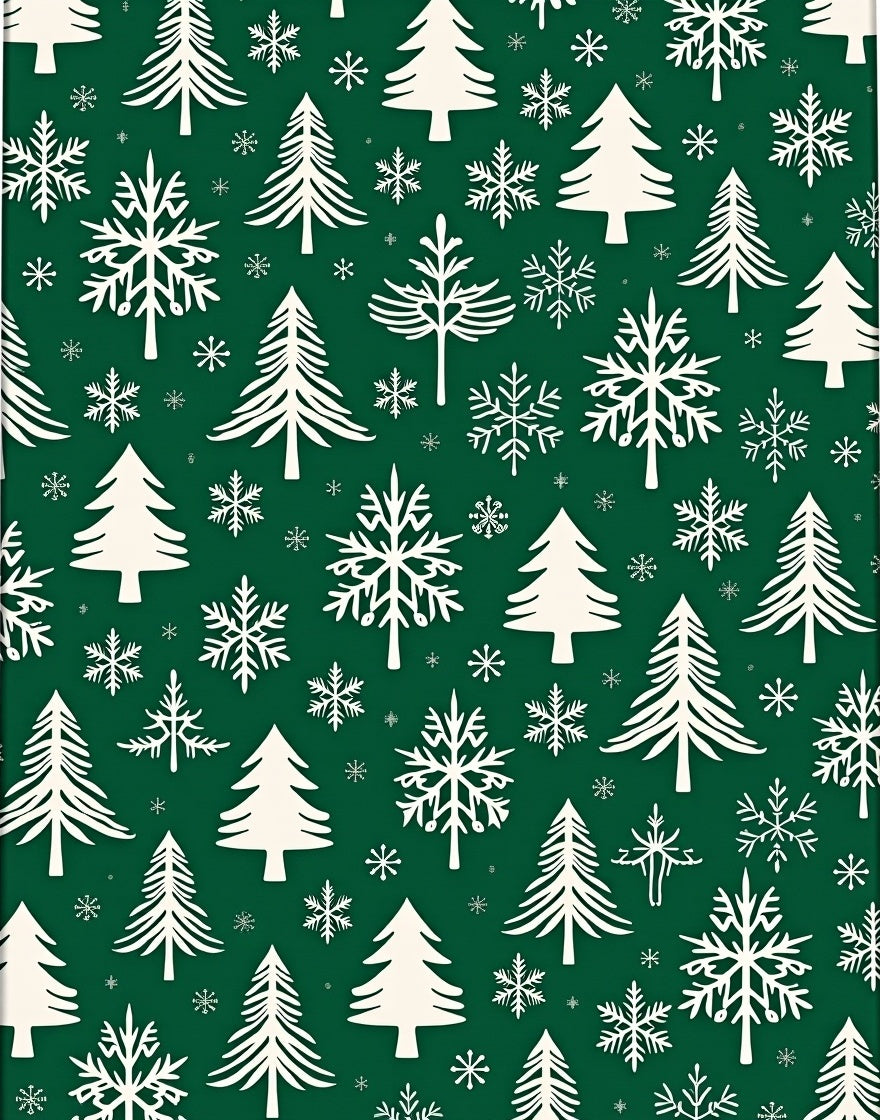 Winter Forest Snowflakes Trees Rug