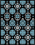 Black Sky Blue Floral Mandala Rug