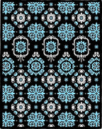 Black Sky Blue Floral Mandala Rug