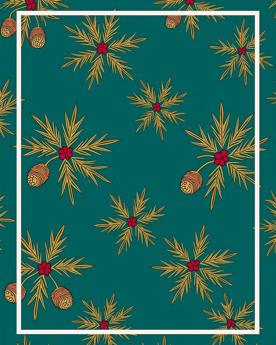 Teal Pinecone Berry Foliage Rug