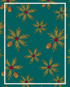Teal Pinecone Berry Foliage Rug