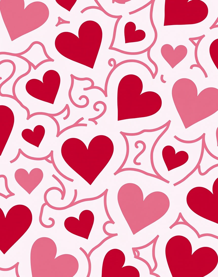 Romantic Red Pink Heart Swirls Rug