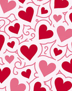 Romantic Red Pink Heart Swirls Rug