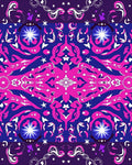 Vibrant Pink And Blue Starburst Medallion Rug