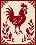 Crimson Rooster Branch Border Rug