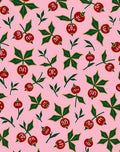 Pink Red Berry Botanical Leaf Rug