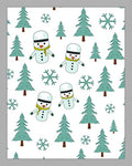 Festive Snowman Pine Tree Snowflakes Rug