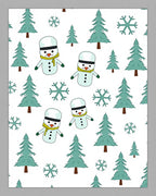 Festive Snowman Pine Tree Snowflakes Rug