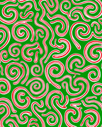 Green Red Swirl Holiday Candy Cane Rug