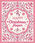 Pink Floral Snowman Christmas Border Rug