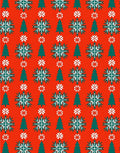 Crimson Snowy Forest Christmas Trees Rug