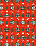 Crimson Snowy Forest Christmas Trees Rug