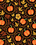 Autumn Orange Pumpkin Floral Vine Rug
