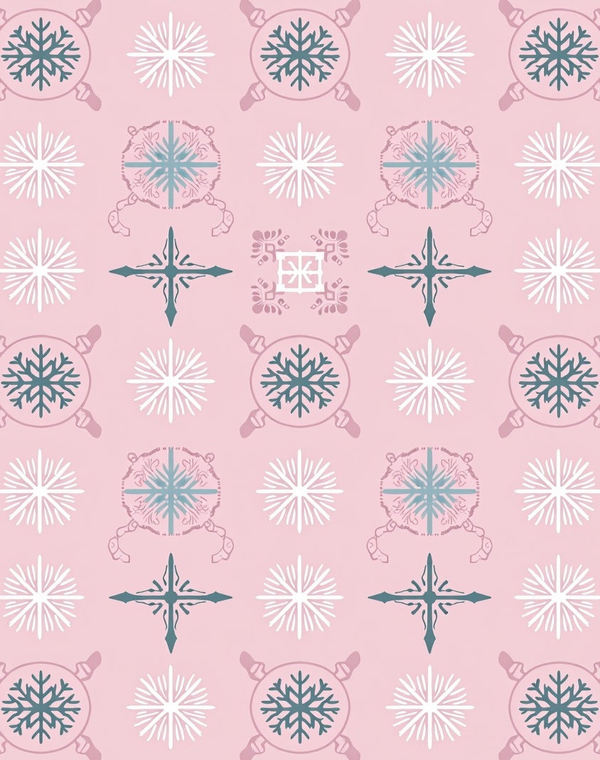 Pale Pink Snowflake Medallion Mix Rug