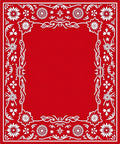 Crimson Folk Floral Border Rug