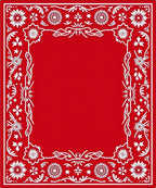 Crimson Folk Floral Border Rug