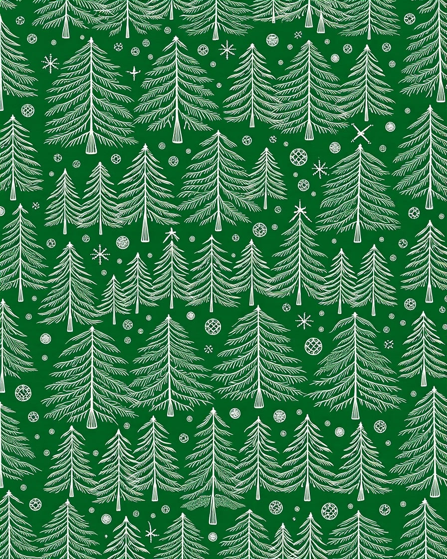 Festive Green Christmas Tree Forest Rug