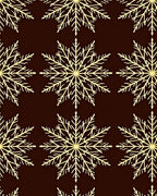 Golden Snowflakes on Dark Brown Background Rug