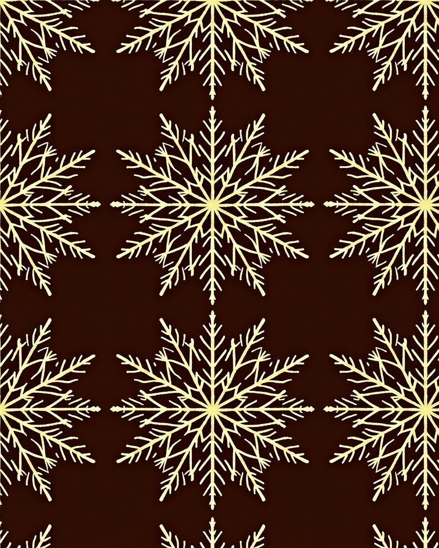 Golden Snowflakes on Dark Brown Background Rug