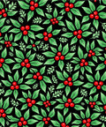Black Red Green Holly Berries Branches Rug