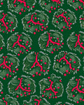 Crimson Coral Swirl Green Wreath Rug