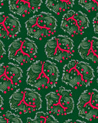 Crimson Coral Swirl Green Wreath Rug