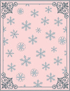Pale Pink Snowflake Scatter Border Rug