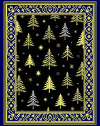 Midnight Blue Yellow Tree Garland Rug