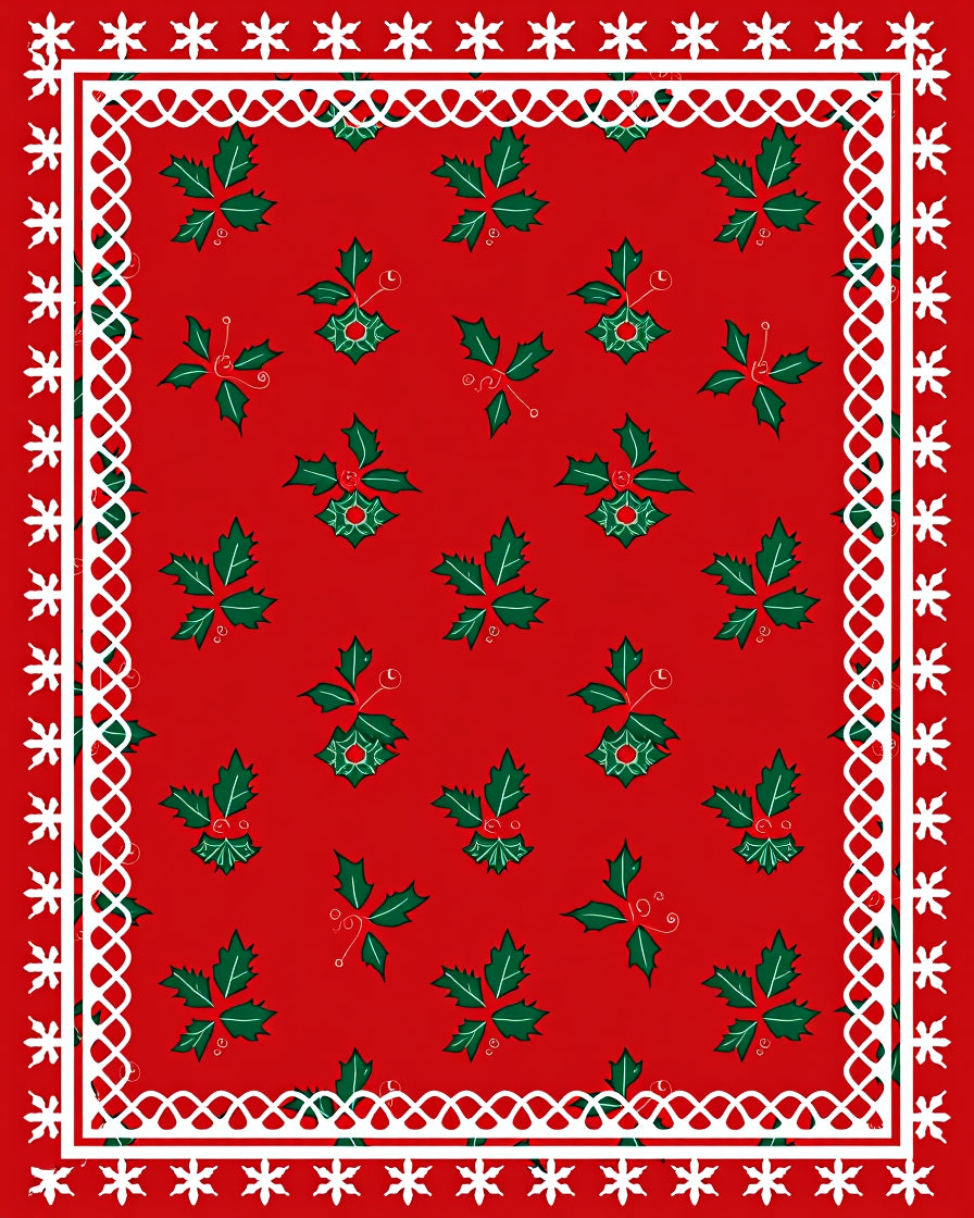 Festive Red Holly Berry Cluster Rug