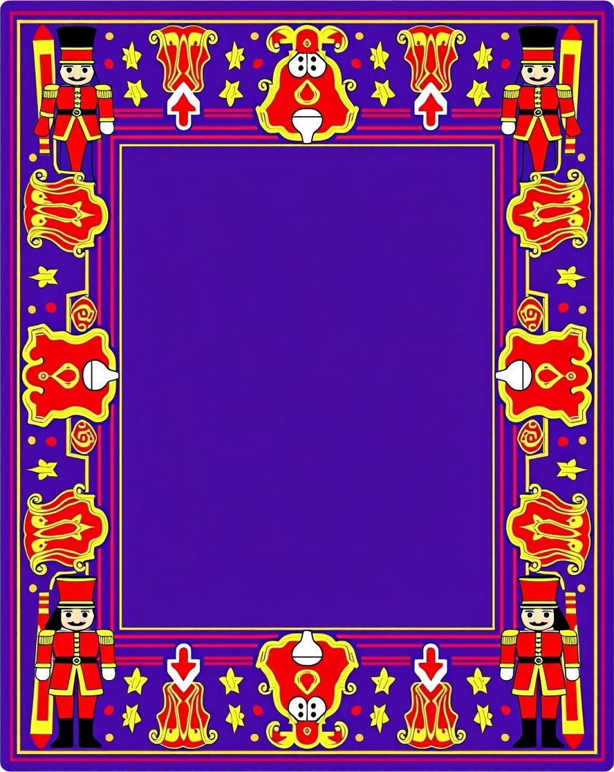 Vibrant Red Nutcracker Border Design Rug