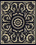 Ornate Black and Gold Floral Medallion Rug