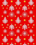 Red White Christmas Tree Snowflakes Burst Rug