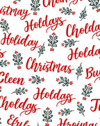 Red Holiday Holly Christmas Word Art Rug