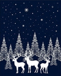 White Deer Forest Night Sky Rug