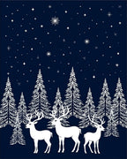 White Deer Forest Night Sky Rug