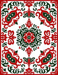 Crimson Emerald Floral Scroll Rug