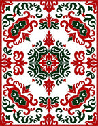 Crimson Emerald Floral Scroll Rug