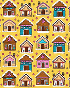 Gingerbread Houses Candy Swirl Background Rug