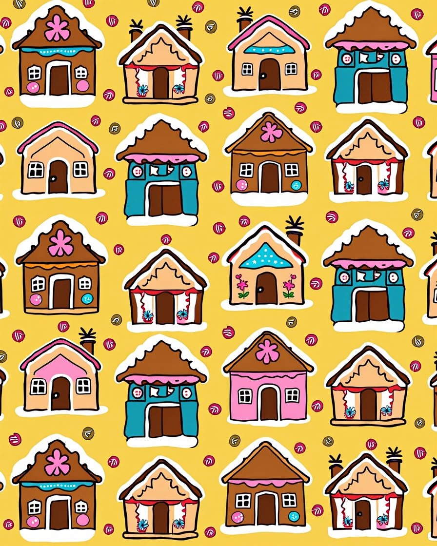 Gingerbread Houses Candy Swirl Background Rug