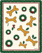 Whimsical Bone Wreath Holiday Scene Rug