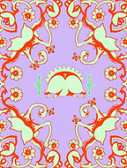 Swirling Floral Butterfly Lavender Rug