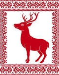 Red Stag Geometric Border Rug