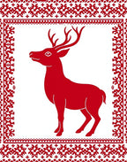 Red Stag Geometric Border Rug