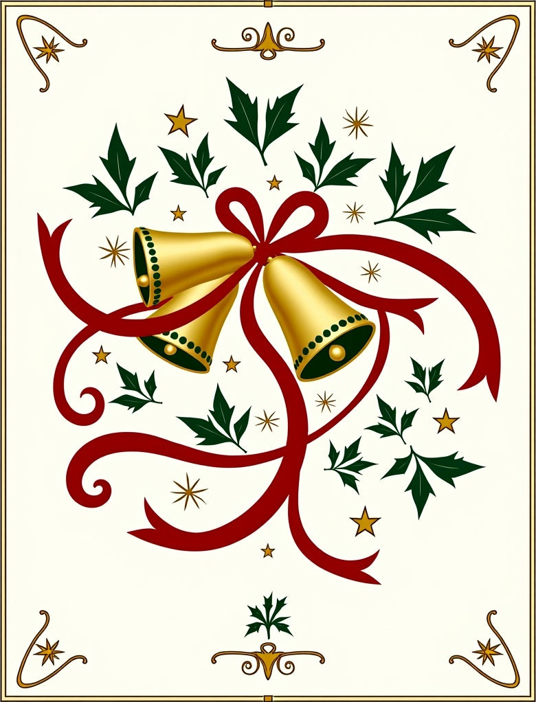 Golden Bells Festive Holly Swirls Rug