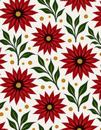Crimson Flowers with Emerald Leaves Rug